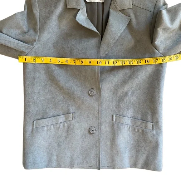 VINTAGE GINO ROSSI FOR WILSON GRAY SILVER ULTRA SUEDE BLAZER JACKET SZ 8 - Picture 12 of 16